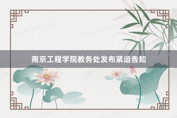 南京工程学院教务处发布紧迫告知